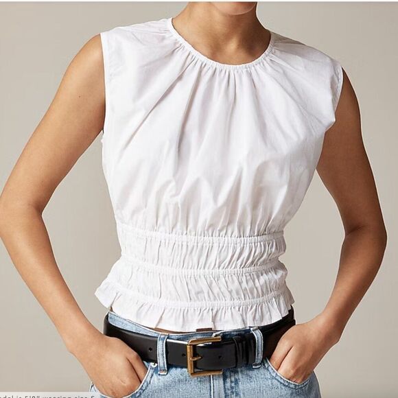 J. Crew Ci549 Hyacinth top in cotton poplin white NWT XXS - Picture 1 of 10
